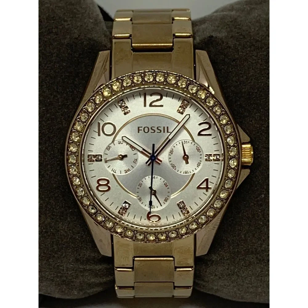 Fossil ES3887 Women's Gold Stainless Steel Analog Silver Dial Quartz Warch GE40